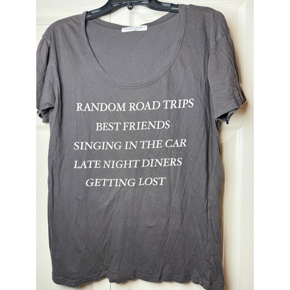 Project Social T Los Angeles Road Trip Graphic Tee Charcoal Gray Womens Large